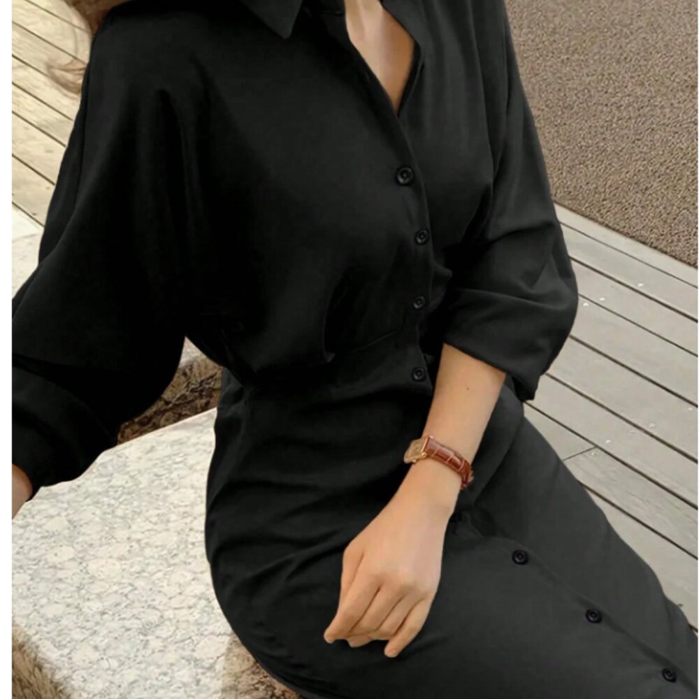 Black satin dress